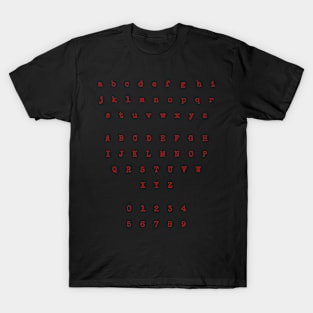 Red Typewriter Letters and Numbers T-Shirt